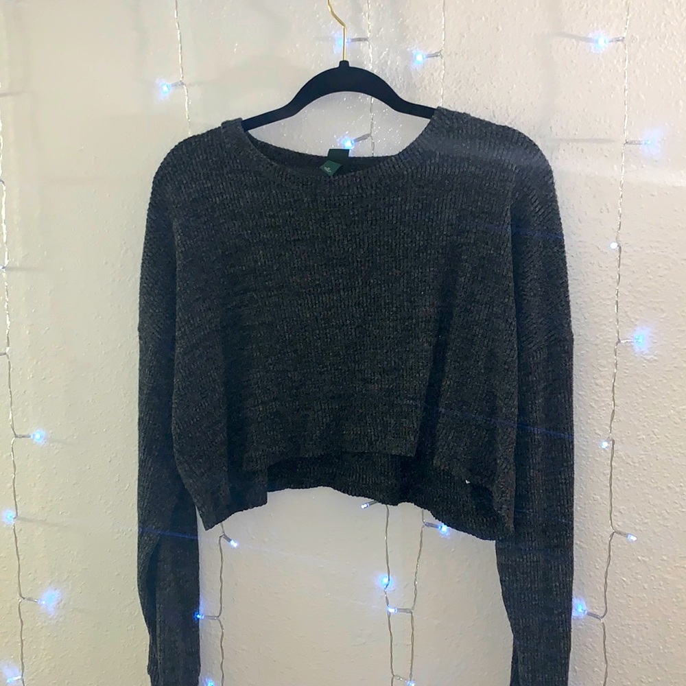 Gray crop long sleeve